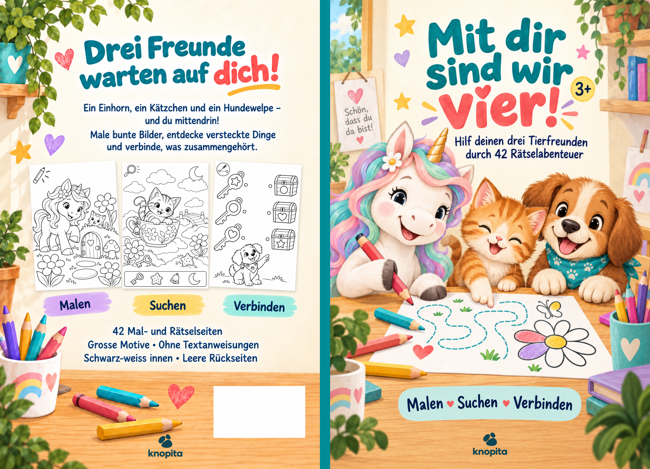 Mit dir sind wir vier! – Malen · Suchen · Verbinden (Deutsche Ausgabe)